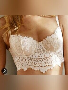 Victoria's Secret Dream Angels Lined Demi Bra Bustier White Lace 32D